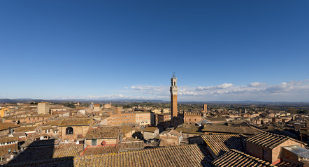 Aerial view of Siena - Tuscany ItalyAerial view of Siena with the Torre del Mangia (Tower of Mangia). Tuscany, Italy