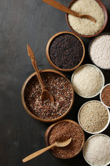 Various rice in bowls
