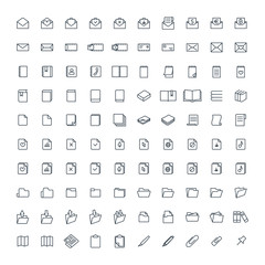 office tools  web thin line 100 icons set on white background;