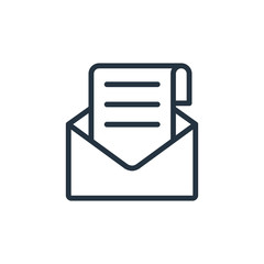 envelope web thin line icon on white background;  minimalistic o