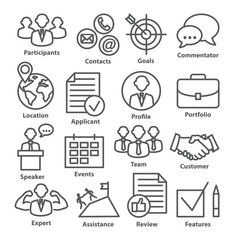 Business management icons in line style. Pack 25.