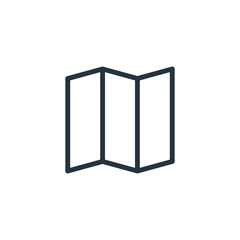 map web thin line icon on white background;  minimalistic office