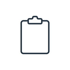 clipboard web thin line icon on white background;  minimalistic