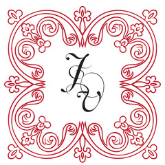 Medieval oriental ornamental monograms, framework composition