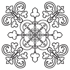 Hand drawing pattern for tile in black and white colors. Italian majolica style