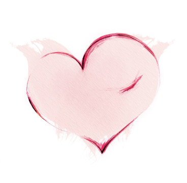 Love heart card. Pencil drawing sketch heart icon isolated over