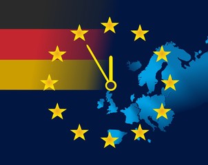 EU and flag of Germany - five minutes to twelve