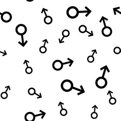 Fototapeta premium Seamless pattern with the black male symbols. Male small signs different sizes. Gender icons. Vector illustration