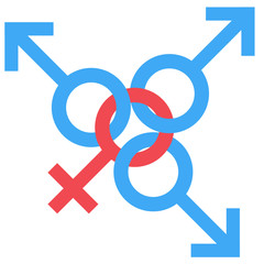 Sex swedish family symbol. Gender man and woman connected symbol. Male and female abstract symbol. Vector Illustration