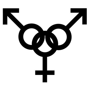 Sex gangbang black symbol. Gender man and woman connected symbol. Male and female abstract symbol. Vector Illustration
