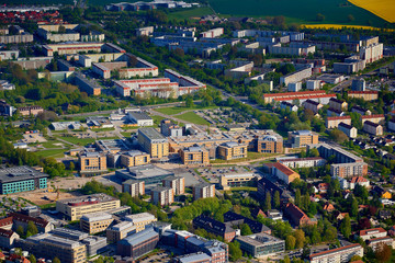 Fototapeta na wymiar aerial of medicine clinic of Greifswald