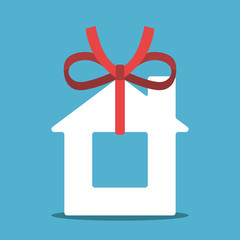 House with red ribbon
