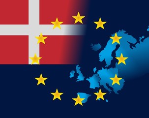 EU and flag of Denmark