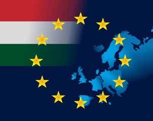 EU and flag of Hungary