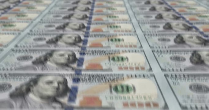 3d animation of printing 100 dollar notes (loopable)