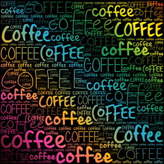 Coffee words cloud collage, poster background