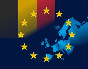 EU and flag of Belgium