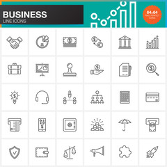 Business line icons set, outline vector symbol collection, linear pictogram pack isolated on white, pixel perfect logo illustration