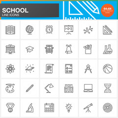 School vector icons set, modern solid symbol collection, education pictogram pack isolated on black, pixel perfect logo illustration