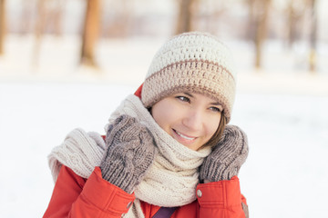 Beautiful young woman winter portrait