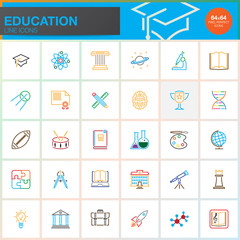Education line icons set, school outline vector symbol collection, linear colorful pictogram pack isolated on white, pixel perfect logo illustration