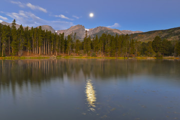 Harvest Moon, Hallett Peak, Sprague Lake, Rocky Mountain Nationa