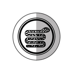 monochrome middle shadow sticker of snake virus in circle vector illustration