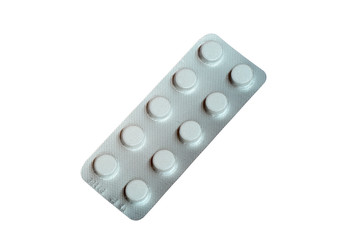 Blister pack of pills isolated on white