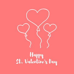 Hand drawn horizontal banner for Saint Valentine day, love theme