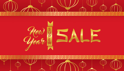 Chinese new year super sale design banner.