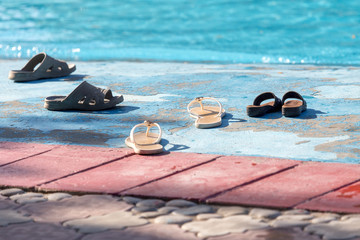shoes by the pool