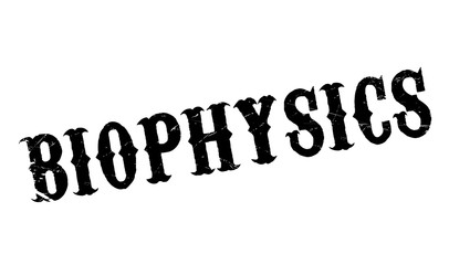Biophysics rubber stamp. Grunge design with dust scratches. Effects can be easily removed for a clean, crisp look. Color is easily changed.