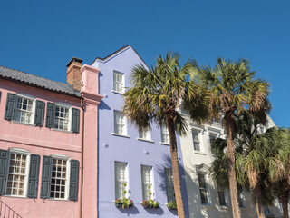 Fototapeta na wymiar Rainbow Row, Charleston, South Carolina