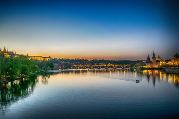 Fototapeta na wymiar Charles bridge in the evening, Prague