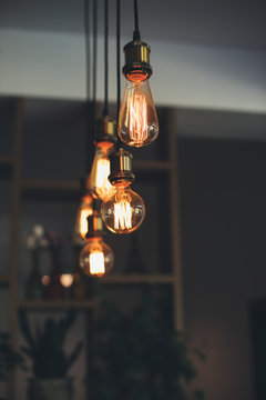 Edison bulbs light design, modern loft interior