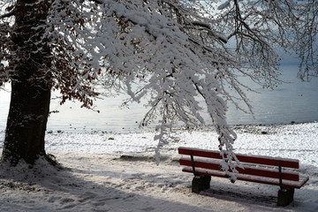 D, Bayern, Bodensee, Lindau im Winter, Blick von Giebelbach auf