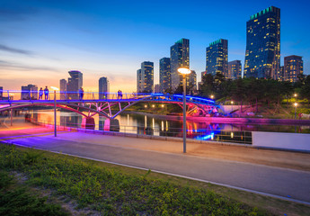 Obraz premium Songdo Central Park w międzynarodowej dzielnicy biznesowej Songdo