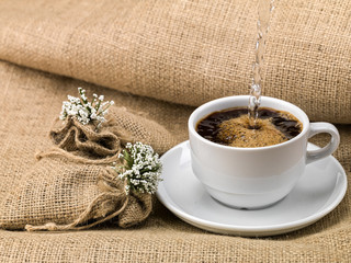the hot coffee ready to drink