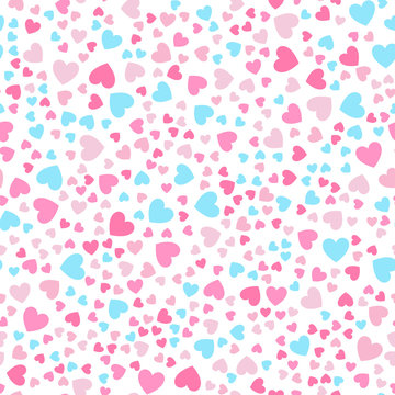 Cute little hearts in seamless pattern