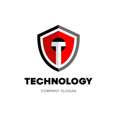 Technology logo emblem badge design .