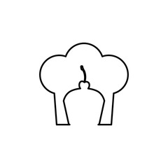 contour of chefs hat and cupcake vector illustration
