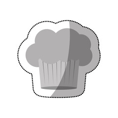 dotted sticker of chefs hat in cake shape vector illustration