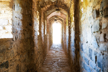 Dark corridor in dungeon