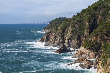 Mediterranean rocky coast. Tossa del Mar, Costa Brava, Catalonia, Spain