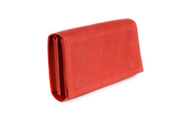 Leather wallet on a white background, isolated