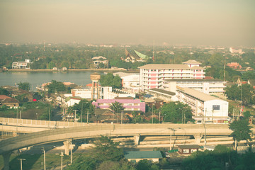 Fototapeta premium bridge and river to town bangkok