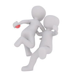 3d toons playing with ball on white