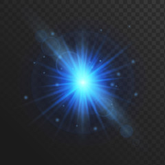 Glow light effect stars burst with sparkles isolated on black background. Lens flare effect