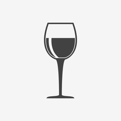 Glass of wine monochrome icon. Goblet vector illustration.