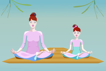 Mother and daughter do yoga - 134133964